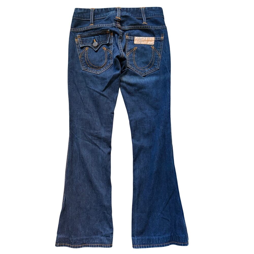 Vintage Y2K True Religion Womens Low Rise Flare Jeans Size 26 Dark Wash - Picture 3 of 11